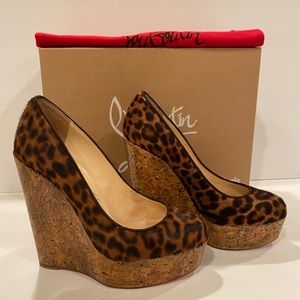 Christian Louboutin coroclic wedge leopard pumps